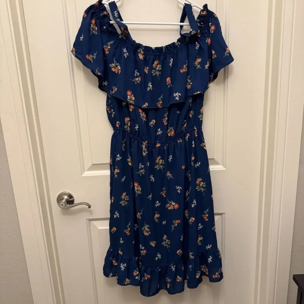 Liberty Love Blue Floral Off-the-Shoulder Dress -‎ 3XL